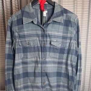 Women Carhartt Gray and Blue Plaid Shirt Size M (8/10) 97% Cotton